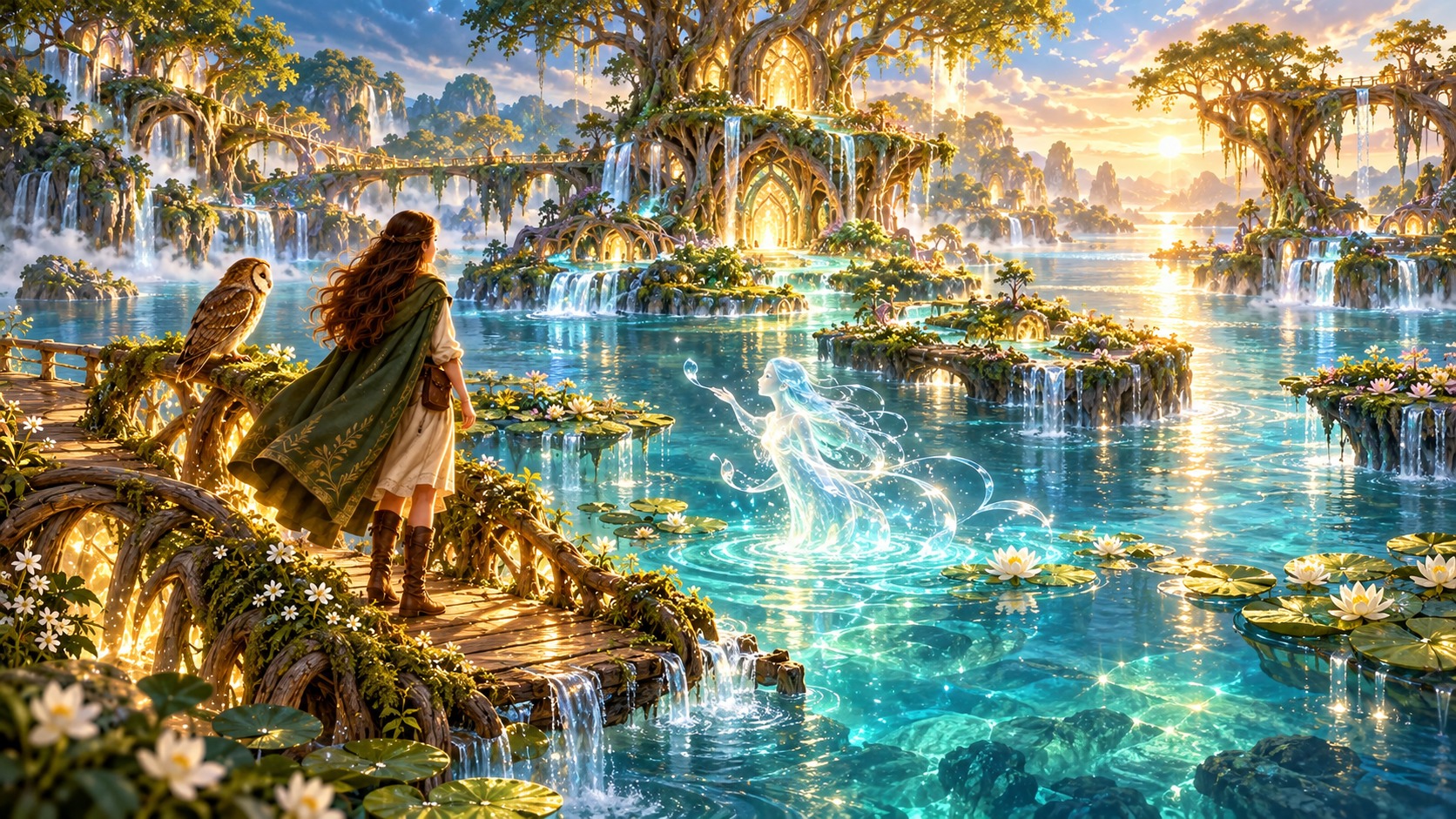 Aura meeting luminous nature spirits in the Waterlands